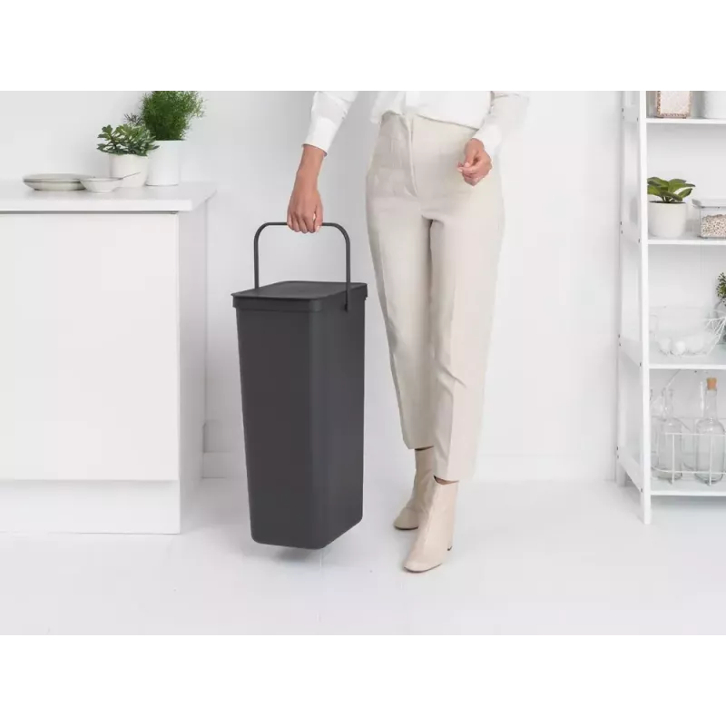 Brabantia Sort & Go 40L rechthoekige recyclingafvalemmer grijs