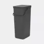 Brabantia Sort & Go 40L rechthoekige recyclingafvalemmer grijs