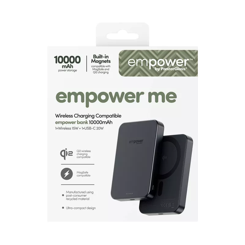 Draagbare powerbank PanzerGlass empower™ 10000mAh Space Black, 0,245 kg