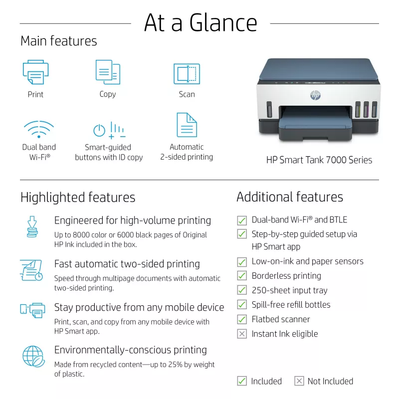 HP Smart Tank printer, thermische inkjet, kleurendruk, 4800 x 1200 DPI, A4, direct printen, grijs