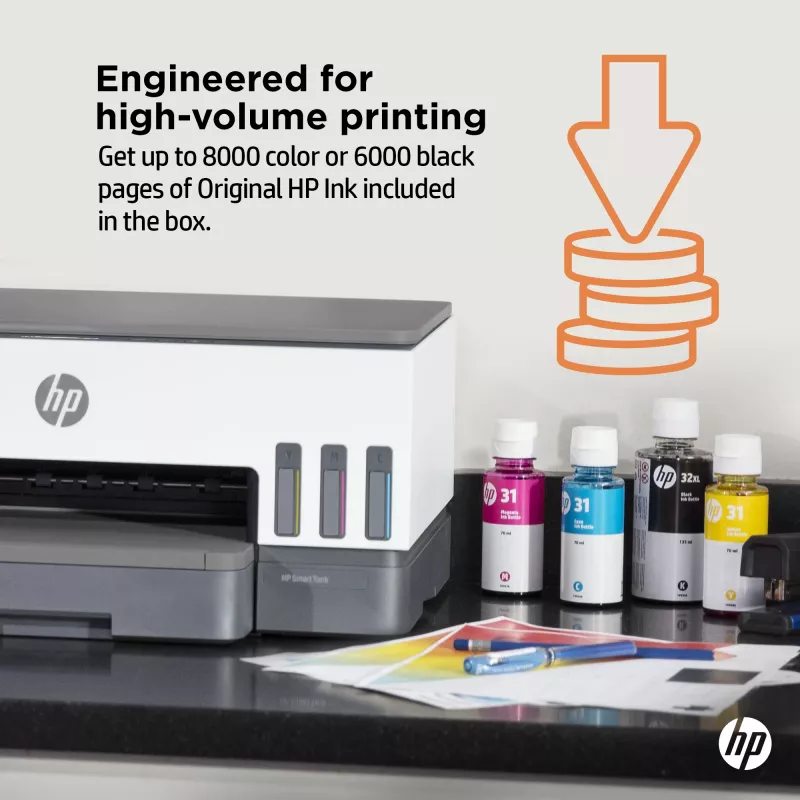 HP Smart Tank printer, thermische inkjet, kleurendruk, 4800 x 1200 DPI, A4, direct printen, grijs