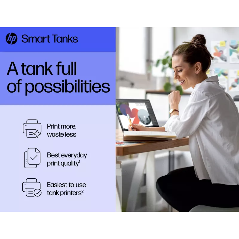 HP Smart Tank printer, thermische inkjet, kleurendruk, 4800 x 1200 DPI, A4, direct printen, grijs