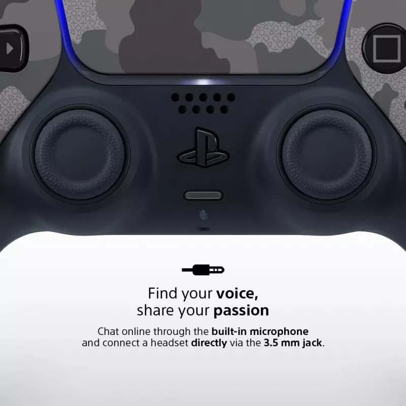 Gamepad Sony DualSense v3 Camouflage – Bluetooth/USB, PS5, ingebouwde accu, USB‑C, 160×106×66 mm