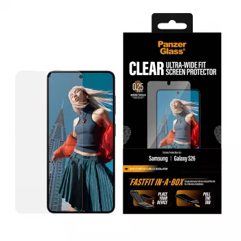 Schermbescherming PanzerGlass voor Samsung New Galaxy S 2026 — Ultra-Wide Fit, PET+silicone, FASTFIT