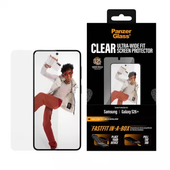 Displayschermfolie PanzerGlass voor Samsung New Galaxy S 2026 Plus — Ultra-Wide Fit, PET+silicone, FASTFIT