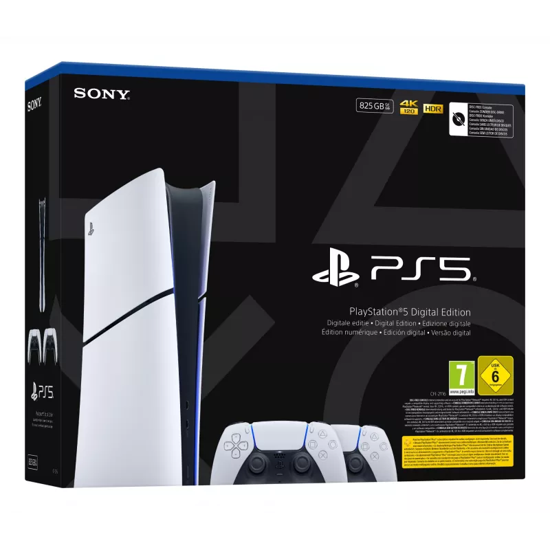 Spelcomputer Sony PlayStation 5 slim Digital 825 GB SSD, Wi‑Fi, Bluetooth, HDMI 2.1, wit/zwart