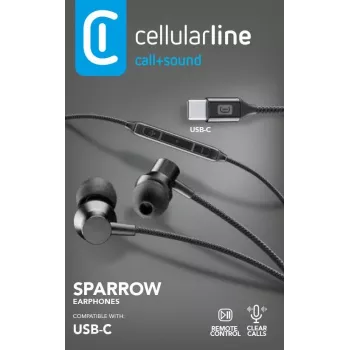 Cellularline SPARROW stereo in-ear-koptelefoon met microfoon en afstandsbediening