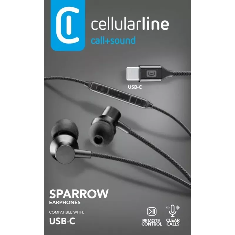 Cellularline SPARROW stereo in-ear-koptelefoon met microfoon en afstandsbediening