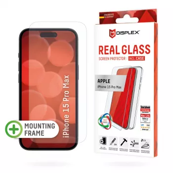 Displex Screen Protector + Case voor Apple iPhone 15 Pro Max, Eco montageframe, krasvast