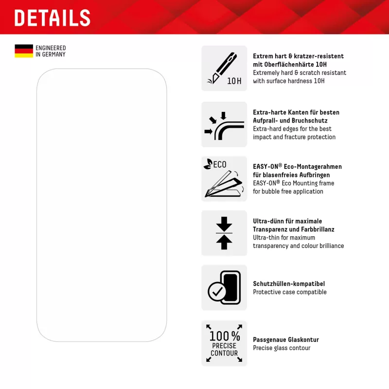 Displex Screen Protector + Case voor Apple iPhone 15 Pro Max, Eco montageframe, krasvast