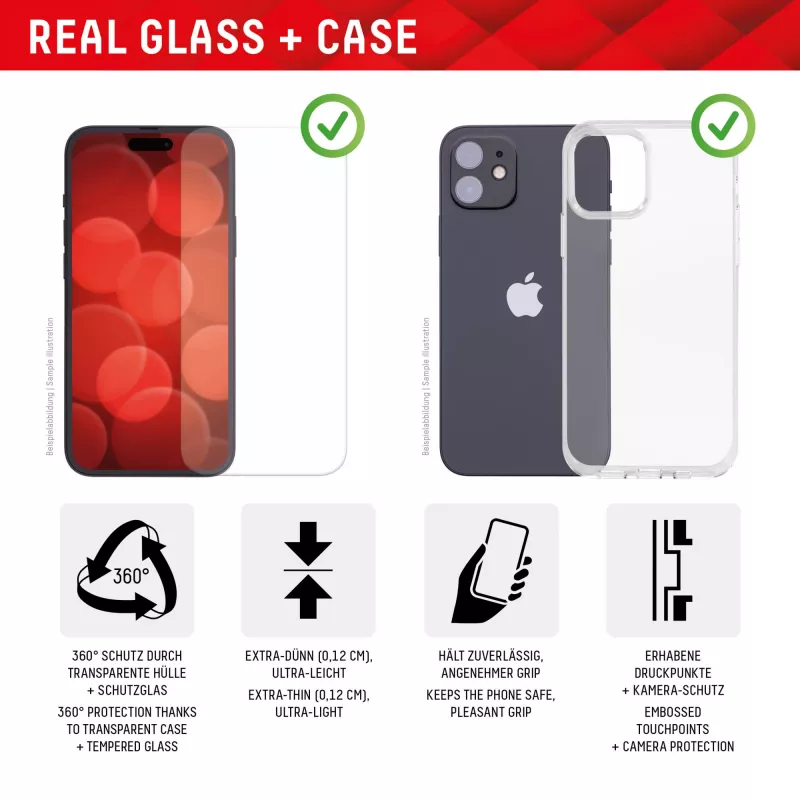 Displex Screen Protector + Case voor Apple iPhone 15 Pro Max, Eco montageframe, krasvast