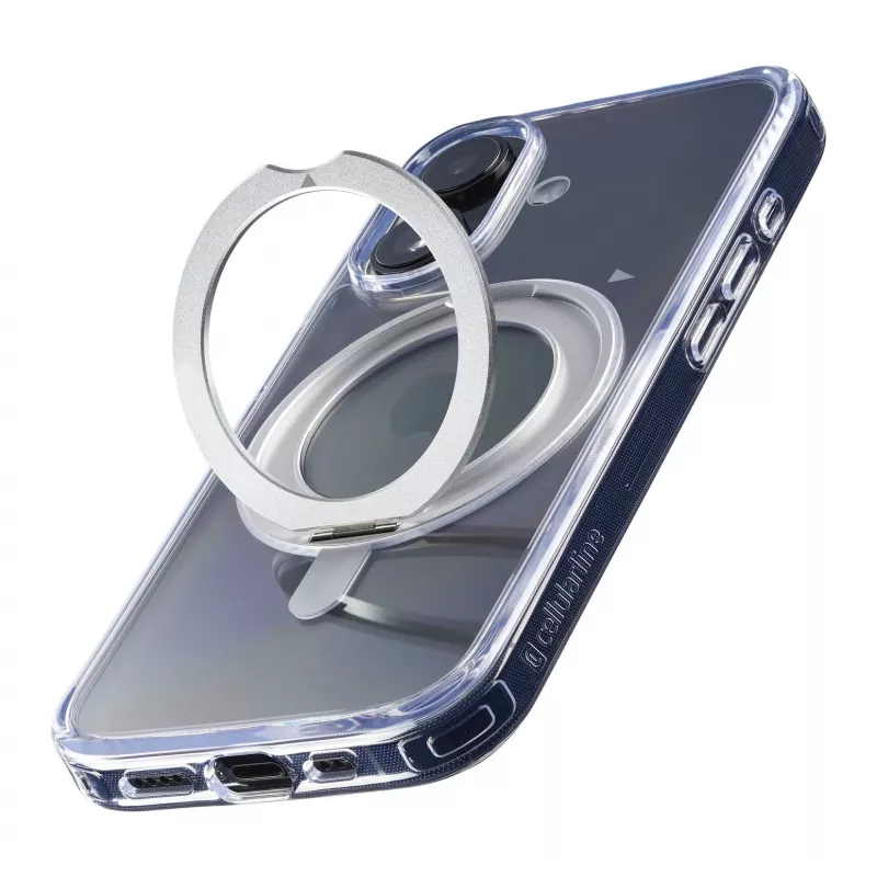 Cellularline Spin Mag - iPhone 16 hoesje met draaibare ringhouder, compatibel met MagSafe-ecosysteem