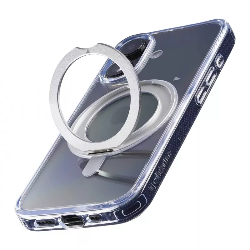 Cellularline Spin Mag - iPhone 16 hoesje met draaibare ringhouder, compatibel met MagSafe-ecosysteem