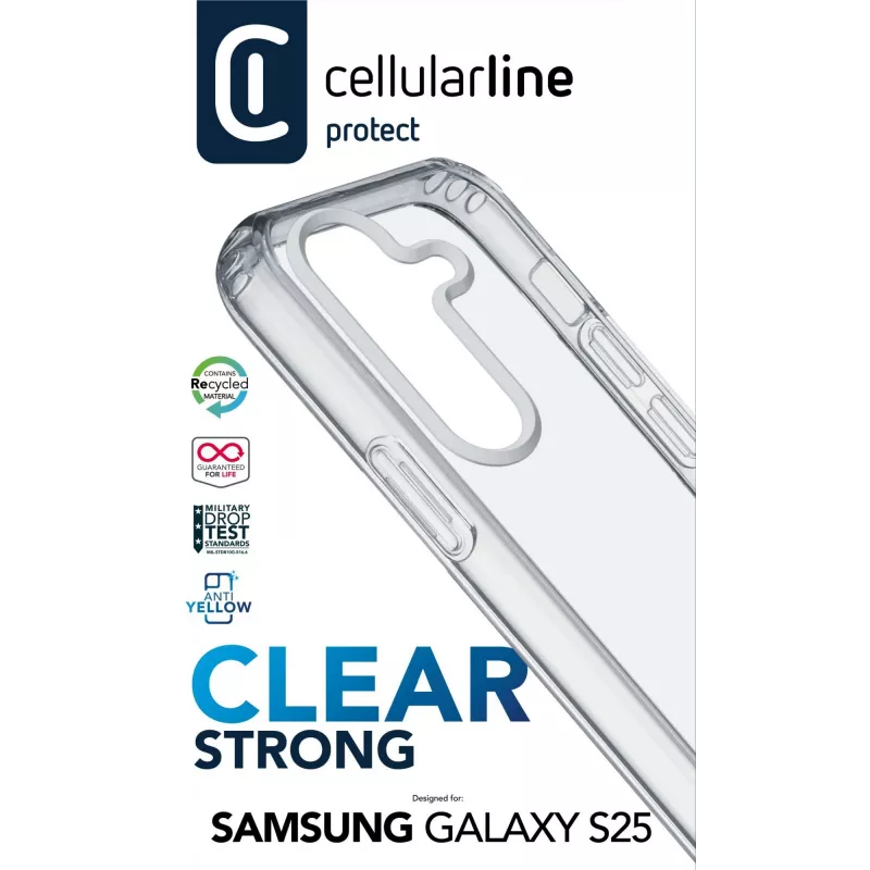 Cellularline Clear Protect - Galaxy S25 harde schaal met rubberen randen