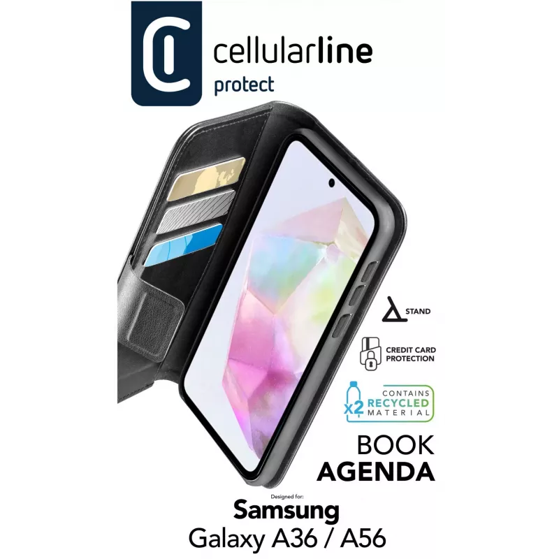 Cellularline Book Agenda – Galaxy A36/A56 kunstleren book-hoes met magneetsluiting