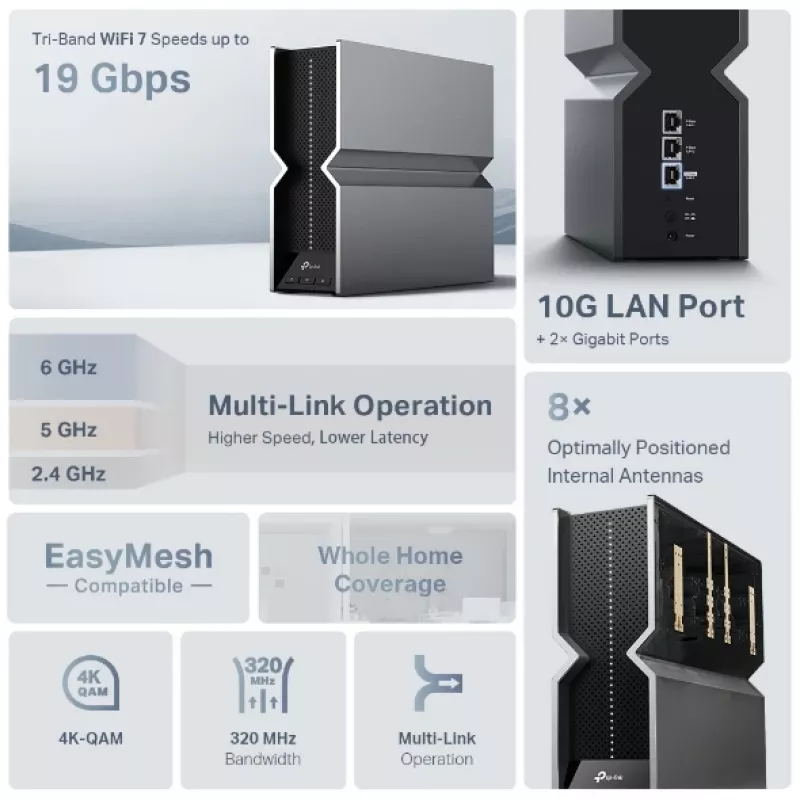 Netwerkrepeater TP-Link RE800BE tri-band 802.11ax 802.11ac