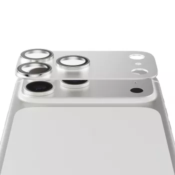 PanzerGlass Fender camerabescherming voor iPhone 17 Pro Max — siliconen, zilver, kras- en stootvast