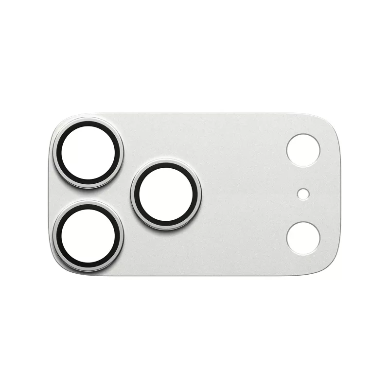 PanzerGlass Fender camerabescherming voor iPhone 17 Pro Max — siliconen, zilver, kras- en stootvast