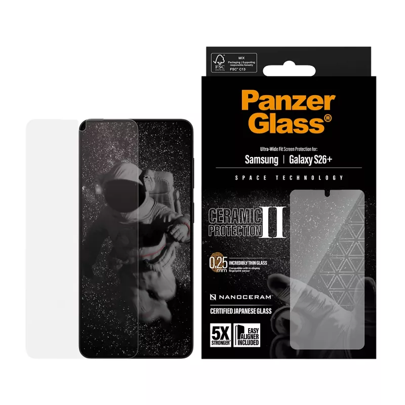 PanzerGlass ® Ceramic Screen Protector Samsung Galaxy S26+ | Ultra-Wide Fit met EasyAligner