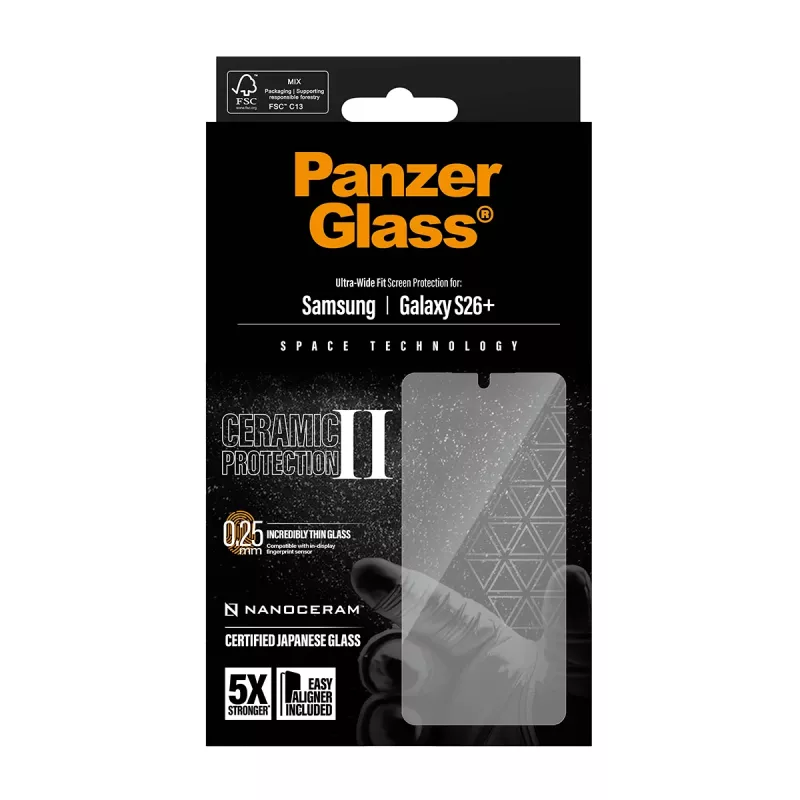 PanzerGlass ® Ceramic Screen Protector Samsung Galaxy S26+ | Ultra-Wide Fit met EasyAligner