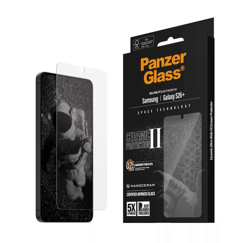 PanzerGlass ® Ceramic Screen Protector Samsung Galaxy S26+ | Ultra-Wide Fit met EasyAligner