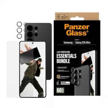 Schermbeschermingsbundel PanzerGlass Hoops 2-in-1 voor Samsung Galaxy S26 Ultra — gehard glas + PET, transparant, Ultra-Wide Fit