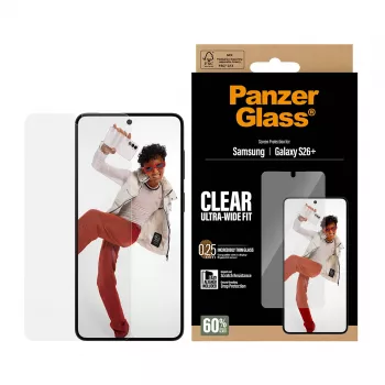 Geharde schermbescherming PanzerGlass voor Samsung Galaxy S26+ – U-Wide Fit met EasyAligner