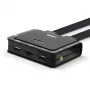 Lindy 2-poorts HDMI 18G, USB Type-C, USB 2.0 en audio kabel KVM-switch