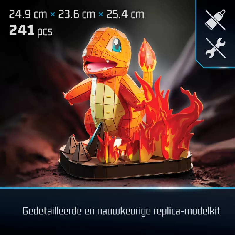 4D Build, Pokémon Charmander 3D-modelbouwpakket, Pokémon-figuur, Kanto First Partner Collection, bureaudecoratie, 241 onderdelen, vanaf 12 jaar