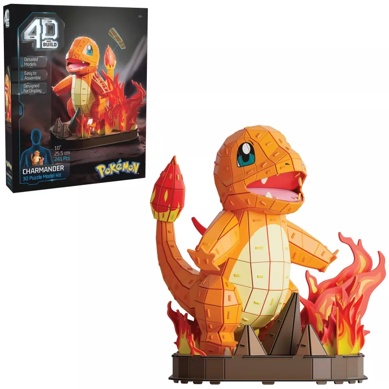 4D Build, Pokémon Charmander 3D-modelbouwpakket, Pokémon-figuur, Kanto First Partner Collection, bureaudecoratie, 241 onderdelen, vanaf 12 jaar