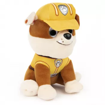 PAW Patrol GUND officiële Rubble in kenmerkend bouwvakkeruniform knuffel, stoffen dier voor kinderen vanaf 1 jaar, 15 cm