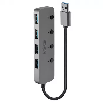 Lindy 4-poorts USB 3.0 hub met aan-/uitknoppen