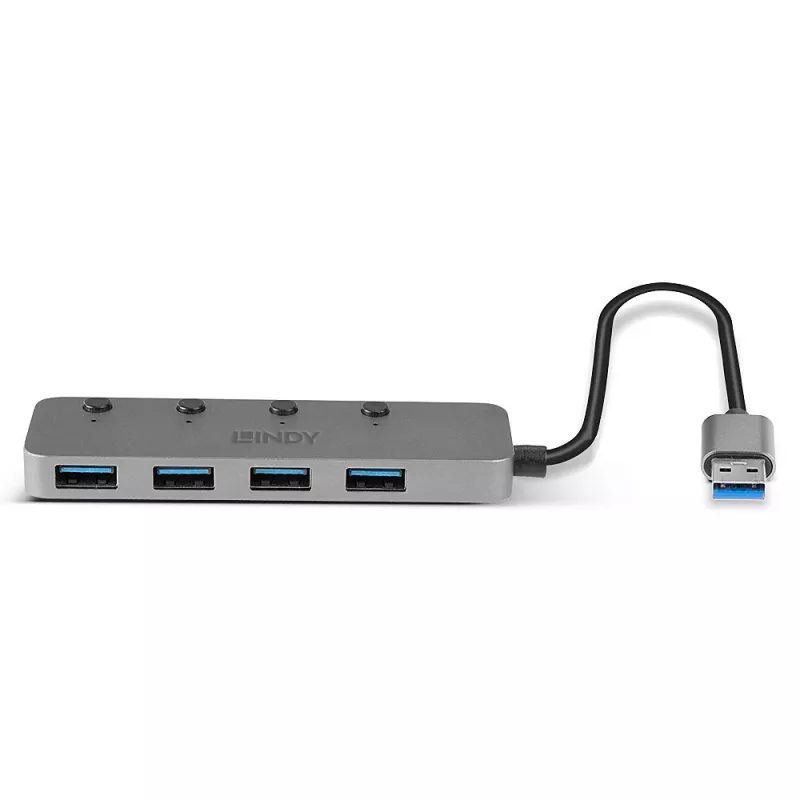 Lindy 4-poorts USB 3.0 hub met aan-/uitknoppen