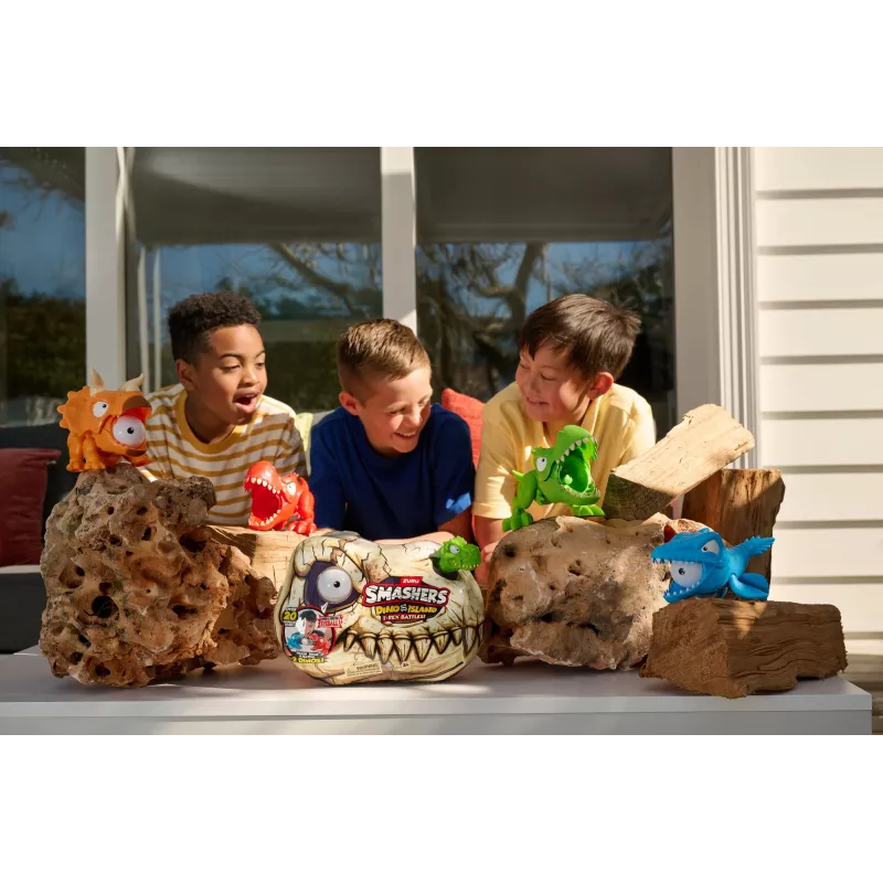 Zuru Smashers T‑Rex Battles speelfiguur – verzamelbare dinosaurus-actiefiguur, gesorteerde modellen