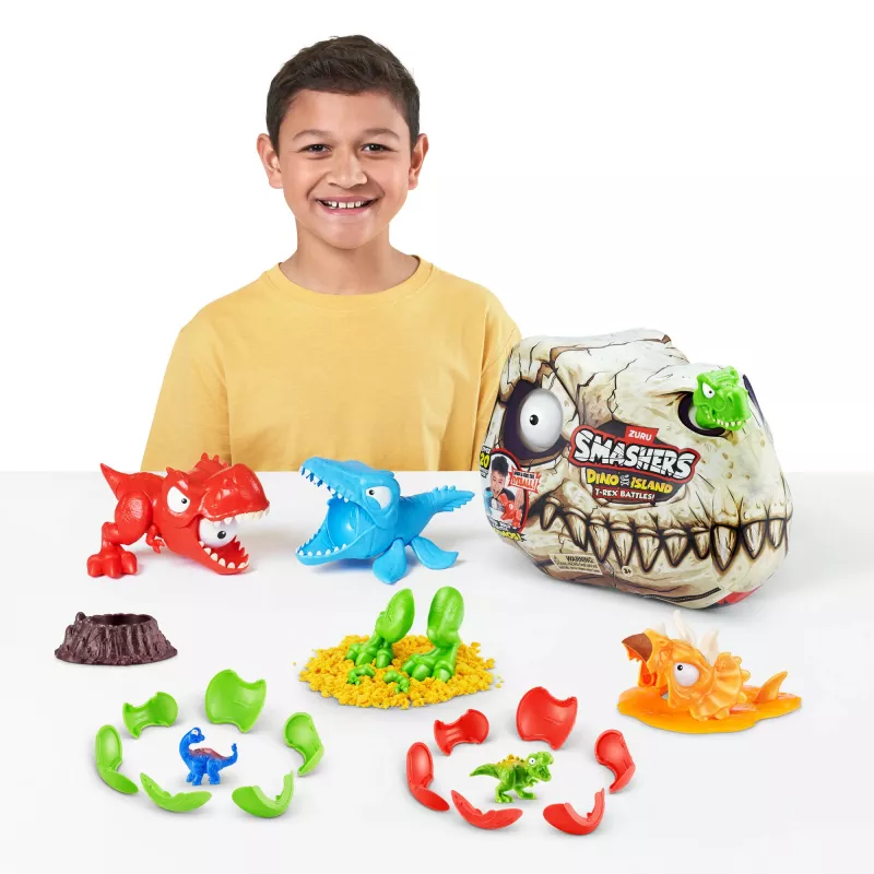 Zuru Smashers T‑Rex Battles speelfiguur – verzamelbare dinosaurus-actiefiguur, gesorteerde modellen