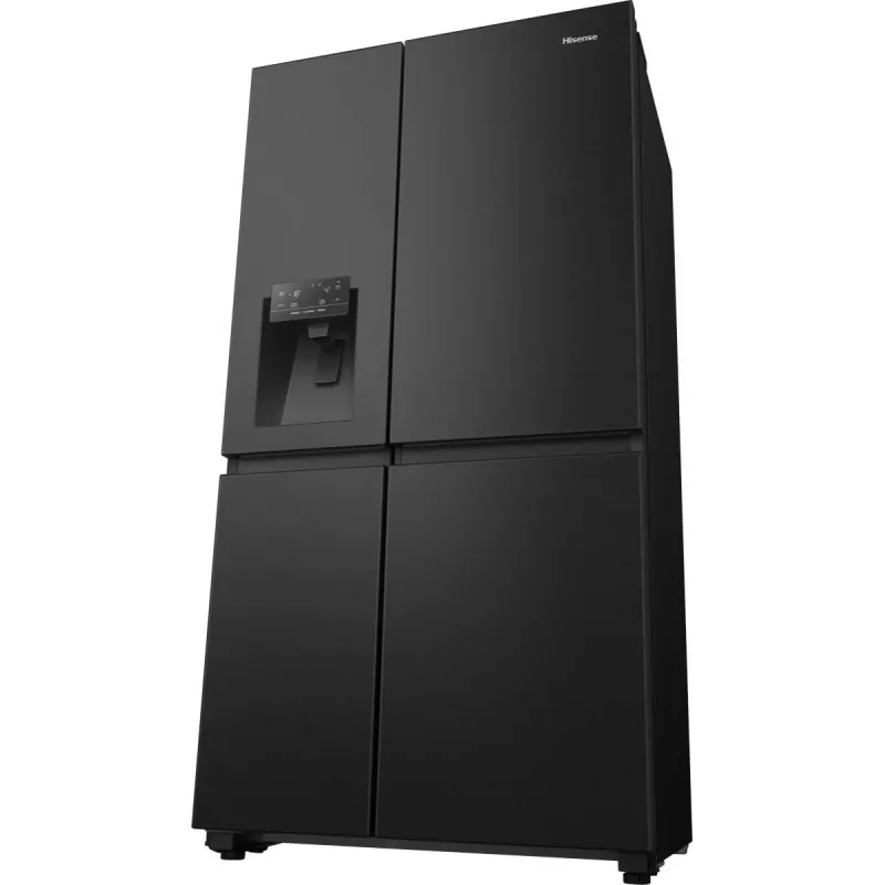 Hisense Side-by-Side-koelkast RS818N4TFE, vrijstaand, Amerikaanse deur, zwart, touch, LED, display op de deur