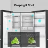 Hisense Side-by-Side-koelkast RS818N4TFE, vrijstaand, Amerikaanse deur, zwart, touch, LED, display op de deur