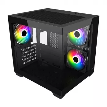 Fortron FSP behuizing Mini S140 BA micro-ATX / M-ITX pc-behuizing, ARGB, zwart