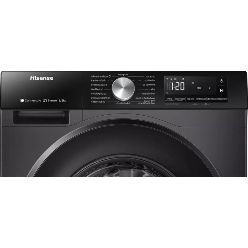Hisense WD3S8043BB3 was-droogcombinatie vrijstaand frontlader zwart