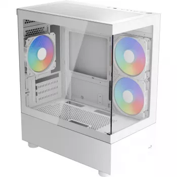 Tower-pc-behuizing AEROCOOL Viewport Mini-G-WT-v4 ARGB met twee tempered-glass panelen, wit