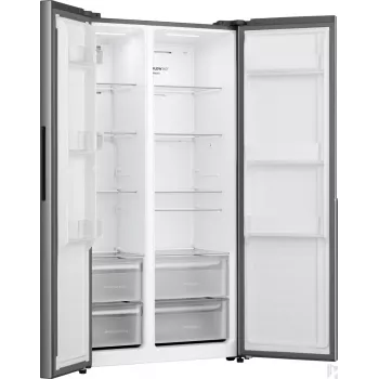 Gorenje Side by Side NRS917E41X SI, vrijstaand, American Door, grijs, 2 deuren, touch, LED