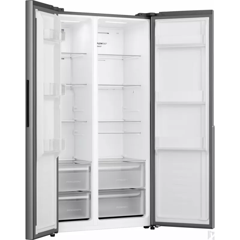 Gorenje Side by Side NRS917E41X SI, vrijstaand, American Door, grijs, 2 deuren, touch, LED