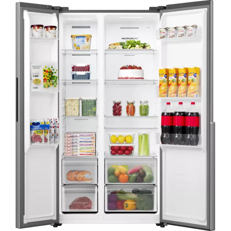 Gorenje Side by Side NRS917E41X SI, vrijstaand, American Door, grijs, 2 deuren, touch, LED