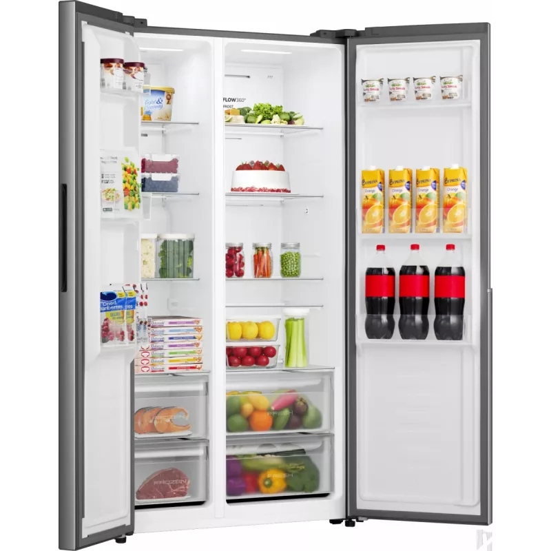 Gorenje Side by Side NRS917E41X SI, vrijstaand, American Door, grijs, 2 deuren, touch, LED