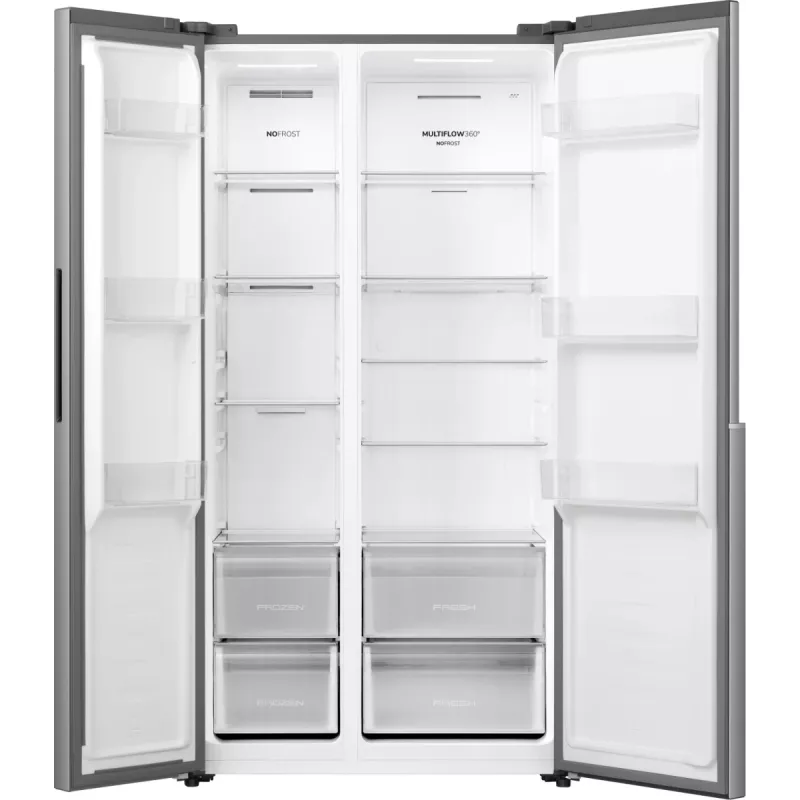 Gorenje Side by Side NRS917E41X SI, vrijstaand, American Door, grijs, 2 deuren, touch, LED