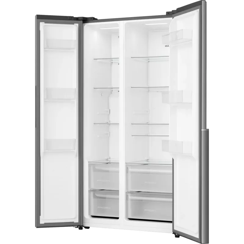 Gorenje Side by Side NRS917E41X SI, vrijstaand, American Door, grijs, 2 deuren, touch, LED