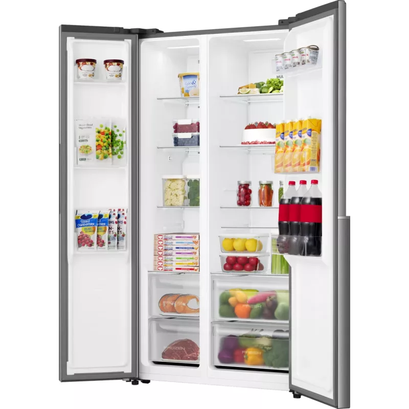 Gorenje Side by Side NRS917E41X SI, vrijstaand, American Door, grijs, 2 deuren, touch, LED