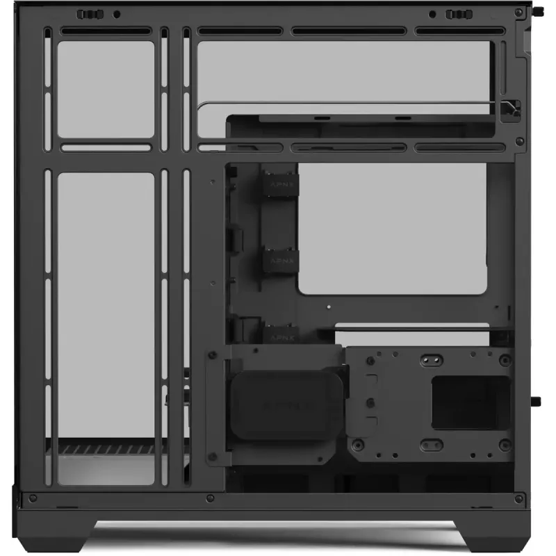Tower-behuizing APNX V2-F-BK-v1 met drie geharde glasplaten, zwart