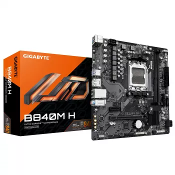GIGABYTE B840M H moederbord - AMD Ryzen 9000 CPU's, 5+2+2 fasen VRM, tot 7200 MHz DDR5 (OC), 1x PCIe 4.0 M.2, 1GbE LAN, USB 3.2 Gen 1