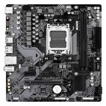 GIGABYTE B840M H moederbord - AMD Ryzen 9000 CPU's, 5+2+2 fasen VRM, tot 7200 MHz DDR5 (OC), 1x PCIe 4.0 M.2, 1GbE LAN, USB 3.2 Gen 1